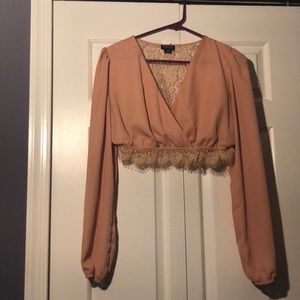 Long sleeve blush crop top